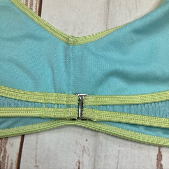 Ninety-Nine Halter Bikini Top Colorblock Blue & Green Sz Medium - Picture 6 of 9